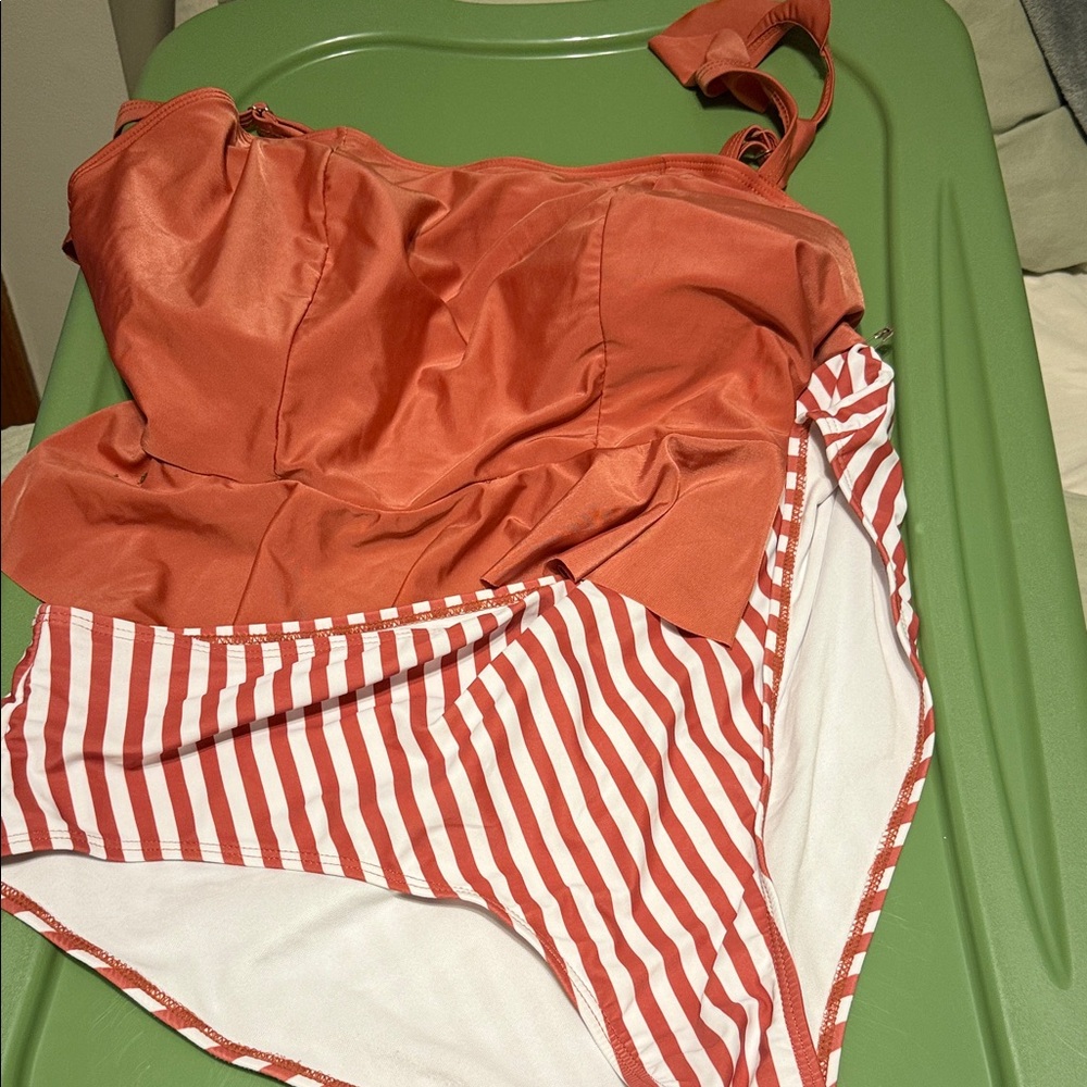 Striped Red and White Swimsuit